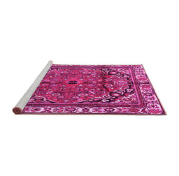 Sideview of Machine Washable Persian Pink Traditional Rug, wshtr4251pnk