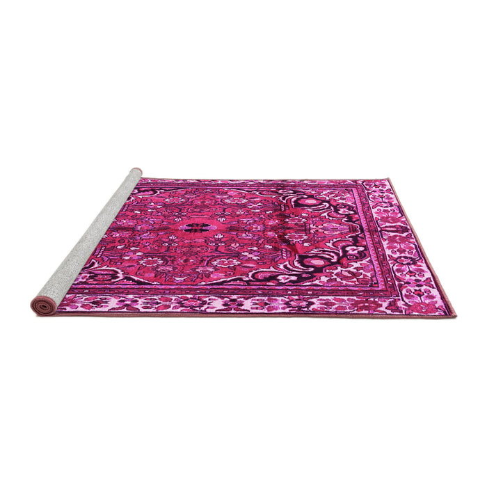 Sideview of Machine Washable Persian Pink Traditional Rug, wshtr4251pnk