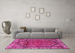 Machine Washable Persian Pink Traditional Rug in a Living Room, wshtr4251pnk