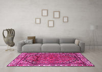 Machine Washable Persian Pink Traditional Rug, wshtr4251pnk