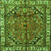 Round Machine Washable Persian Green Traditional Area Rugs, wshtr4251grn