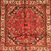 Round Machine Washable Persian Orange Traditional Area Rugs, wshtr4251org