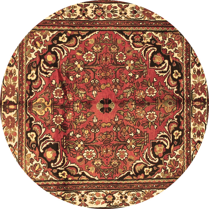 Round Persian Brown Traditional Rug, tr4251brn