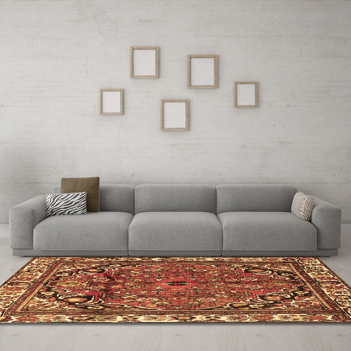 Machine Washable Persian Brown Traditional Rug in a Living Room,, wshtr4251brn