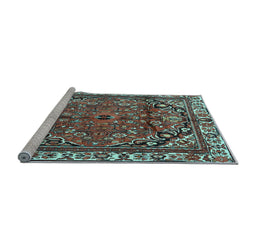 Sideview of Machine Washable Persian Light Blue Traditional Rug, wshtr4251lblu