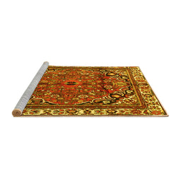 Sideview of Machine Washable Persian Yellow Traditional Rug, wshtr4251yw
