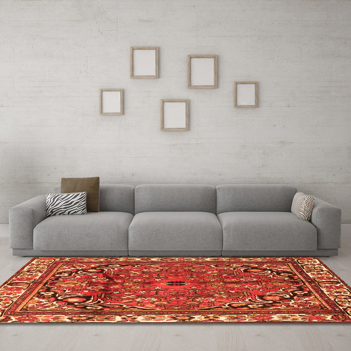 Machine Washable Persian Orange Traditional Area Rugs in a Living Room, wshtr4251org