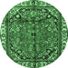 Round Persian Emerald Green Traditional Rug, tr4251emgrn