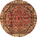 Round Machine Washable Persian Brown Traditional Rug, wshtr4251brn