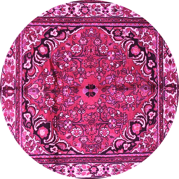 Round Machine Washable Persian Pink Traditional Rug, wshtr4251pnk