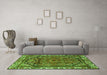 Machine Washable Persian Green Traditional Area Rugs in a Living Room,, wshtr4251grn