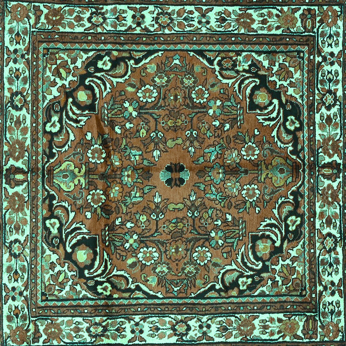 Square Machine Washable Persian Turquoise Traditional Area Rugs, wshtr4251turq