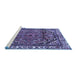 Sideview of Machine Washable Persian Blue Traditional Rug, wshtr4251blu