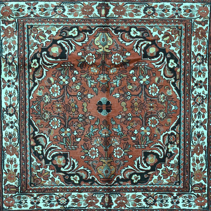 Square Machine Washable Persian Light Blue Traditional Rug, wshtr4251lblu