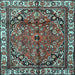 Square Machine Washable Persian Light Blue Traditional Rug, wshtr4251lblu