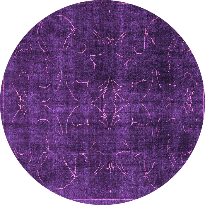 Round Machine Washable Persian Purple Traditional Area Rugs, wshtr4252pur