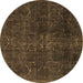 Round Persian Brown Traditional Rug, tr4252brn