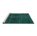 Sideview of Machine Washable Persian Turquoise Traditional Area Rugs, wshtr4252turq