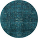 Round Machine Washable Persian Light Blue Traditional Rug, wshtr4252lblu