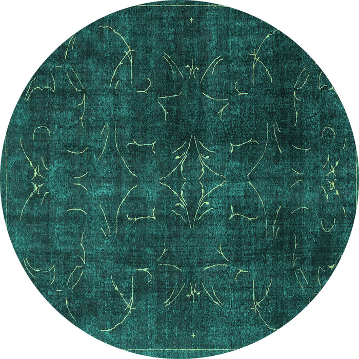 Round Machine Washable Persian Turquoise Traditional Area Rugs, wshtr4252turq