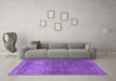 Machine Washable Persian Purple Traditional Area Rugs in a Living Room, wshtr4253pur