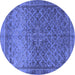 Round Persian Blue Traditional Rug, tr4253blu