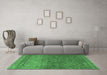 Machine Washable Persian Emerald Green Traditional Area Rugs in a Living Room,, wshtr4253emgrn