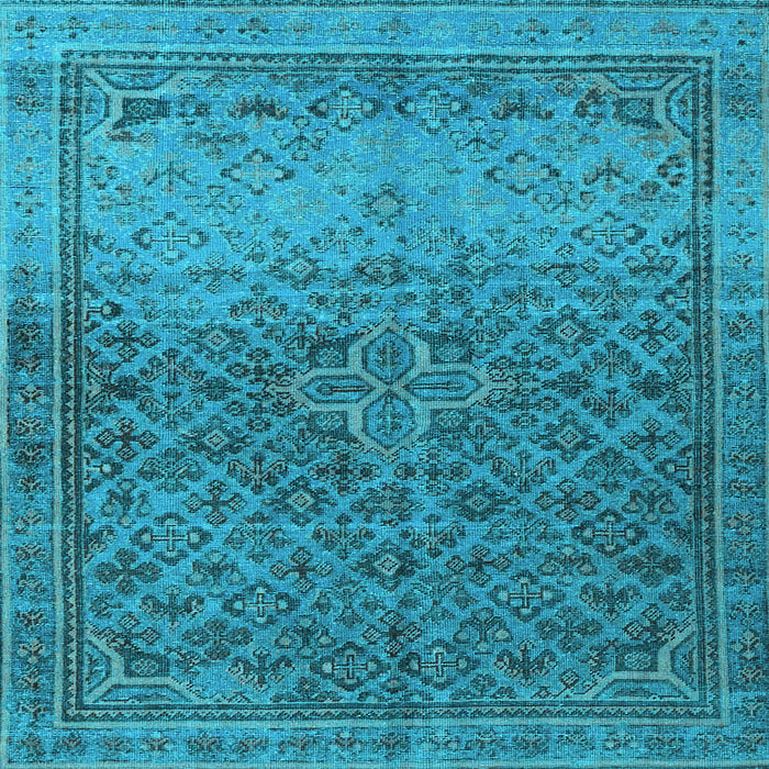 Square Machine Washable Persian Light Blue Traditional Rug, wshtr4253lblu