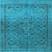 Square Machine Washable Persian Light Blue Traditional Rug, wshtr4253lblu