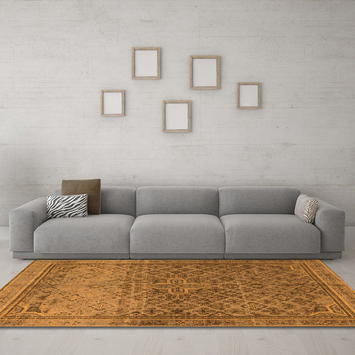 Machine Washable Persian Orange Traditional Area Rugs in a Living Room, wshtr4253org