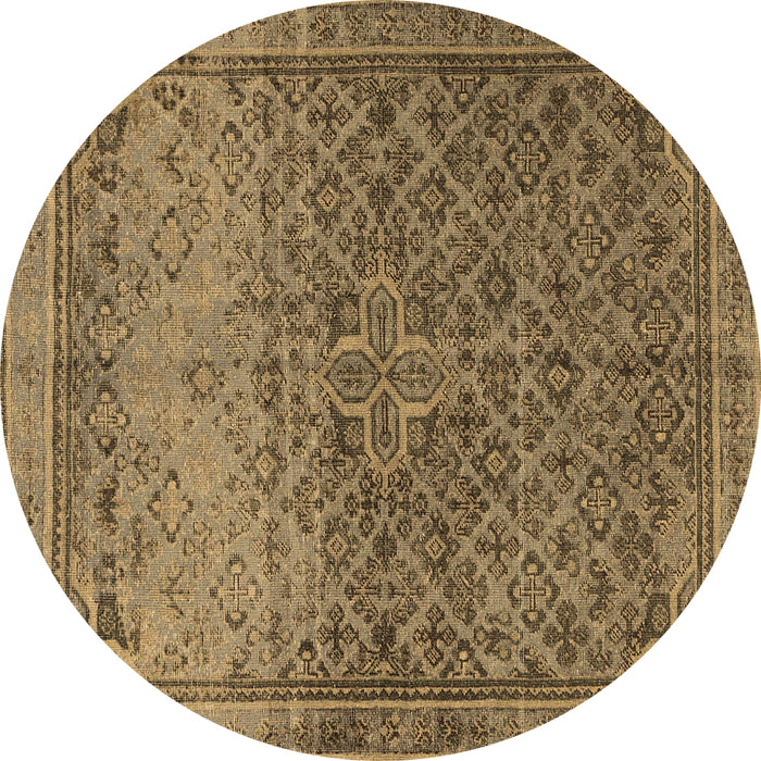 Round Machine Washable Persian Brown Traditional Rug, wshtr4253brn