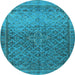 Round Machine Washable Persian Light Blue Traditional Rug, wshtr4253lblu