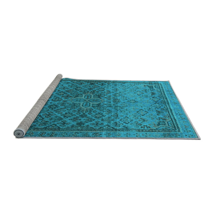 Sideview of Machine Washable Persian Light Blue Traditional Rug, wshtr4253lblu