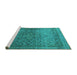 Sideview of Machine Washable Persian Turquoise Traditional Area Rugs, wshtr4253turq