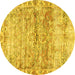 Round Persian Yellow Traditional Rug, tr4254yw