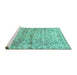 Sideview of Machine Washable Persian Turquoise Traditional Area Rugs, wshtr4254turq