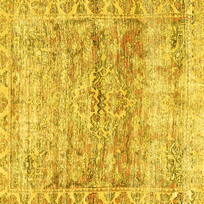 Square Machine Washable Persian Yellow Traditional Rug, wshtr4254yw