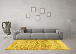 Machine Washable Persian Yellow Traditional Rug in a Living Room, wshtr4254yw