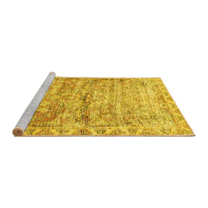 Sideview of Machine Washable Persian Yellow Traditional Rug, wshtr4254yw