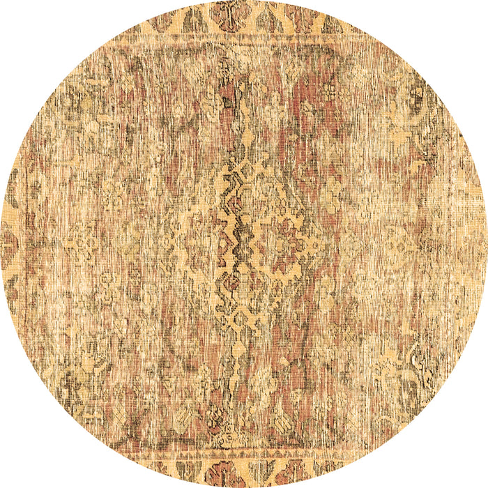 Round Machine Washable Persian Brown Traditional Rug, wshtr4254brn