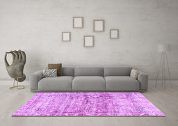 Machine Washable Persian Purple Traditional Area Rugs in a Living Room, wshtr4254pur