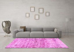 Machine Washable Persian Pink Traditional Rug in a Living Room, wshtr4254pnk