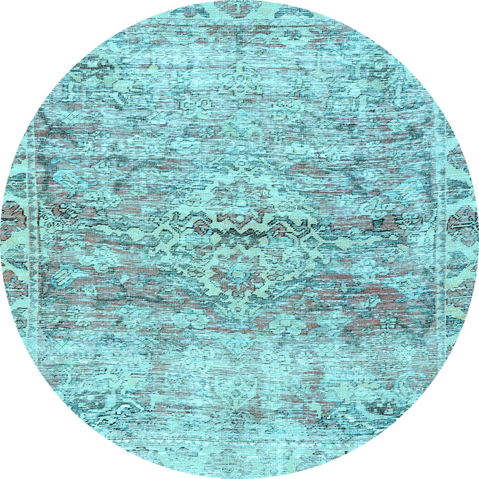 Round Machine Washable Persian Light Blue Traditional Rug, wshtr4254lblu