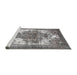 Sideview of Machine Washable Traditional Dark Gray Rug, wshtr4255