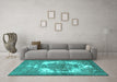 Machine Washable Persian Turquoise Traditional Area Rugs in a Living Room,, wshtr4255turq