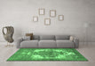 Machine Washable Persian Emerald Green Traditional Area Rugs in a Living Room,, wshtr4255emgrn