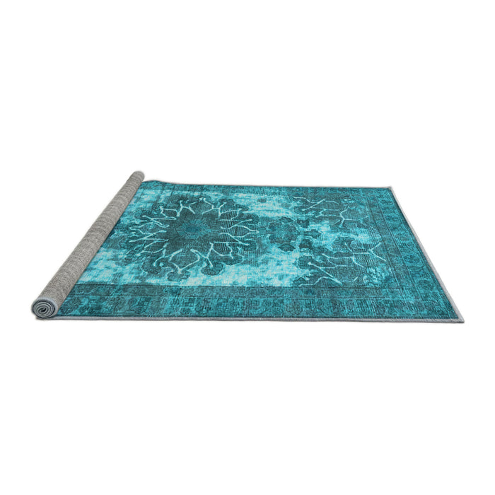 Sideview of Machine Washable Persian Light Blue Traditional Rug, wshtr4255lblu