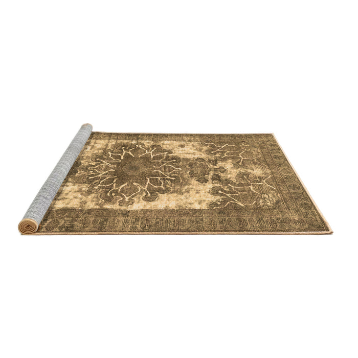 Sideview of Machine Washable Persian Brown Traditional Rug, wshtr4255brn