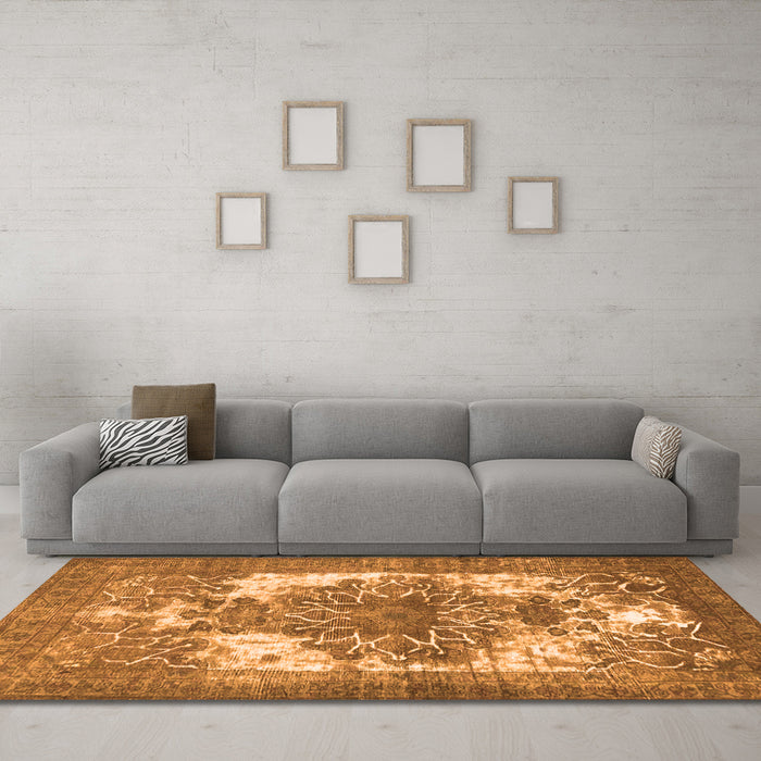 Machine Washable Persian Orange Traditional Area Rugs in a Living Room, wshtr4255org