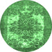 Round Persian Emerald Green Traditional Rug, tr4255emgrn